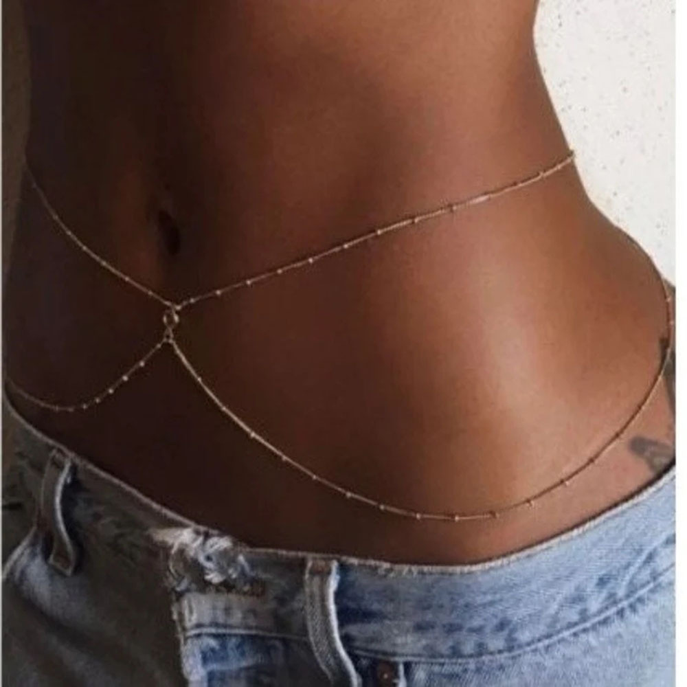 Body Jewelry Gold Plated - Łańcuszek na brzuch - delikatna biżuteria