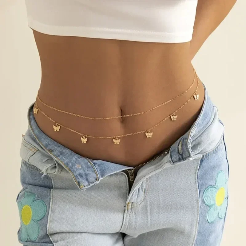 Body Jewellery - Nowy urok Seksowny dwuwarstwowy łańcuszek motylkowy