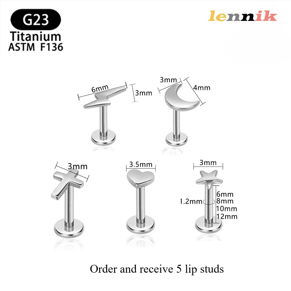 Body Jewelry And Earrings - LENNIK F136 Tytanowy Krzyż Serce Błyskawica