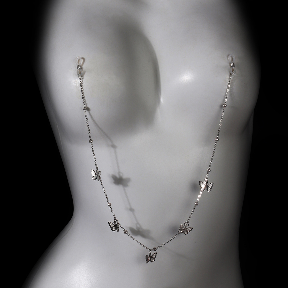 Body Jewelry And Piercing - Seksowny metalowy łańcuszek na sutki w