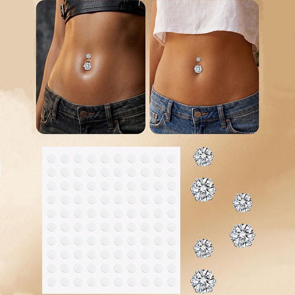 Body Jewelry And Piercing - Sztuczny kolczyk do pępka z cyrkonią,