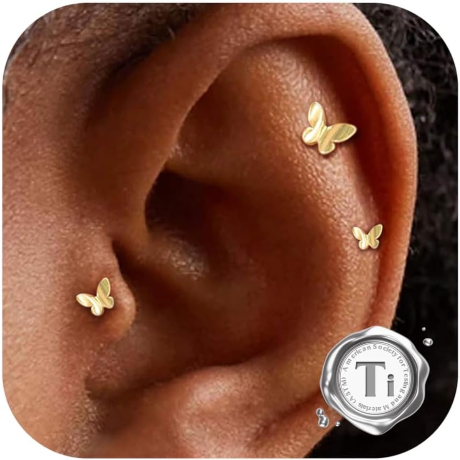 Flat Back Labret Stud - Bobisty 3 SZT. Kolczyki Helix 16G