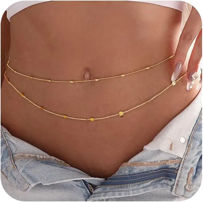 Body Jewelry Gold Plated - Damski wodoodporny łańcuszek na ciało, pozłacany