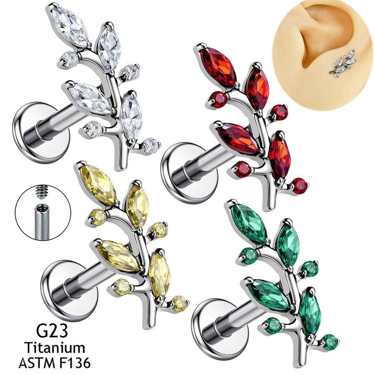 Body Jewelry Implant Grade Titanium - Nowe implantowalne tytanowe końcówki gwintowane ASTM
