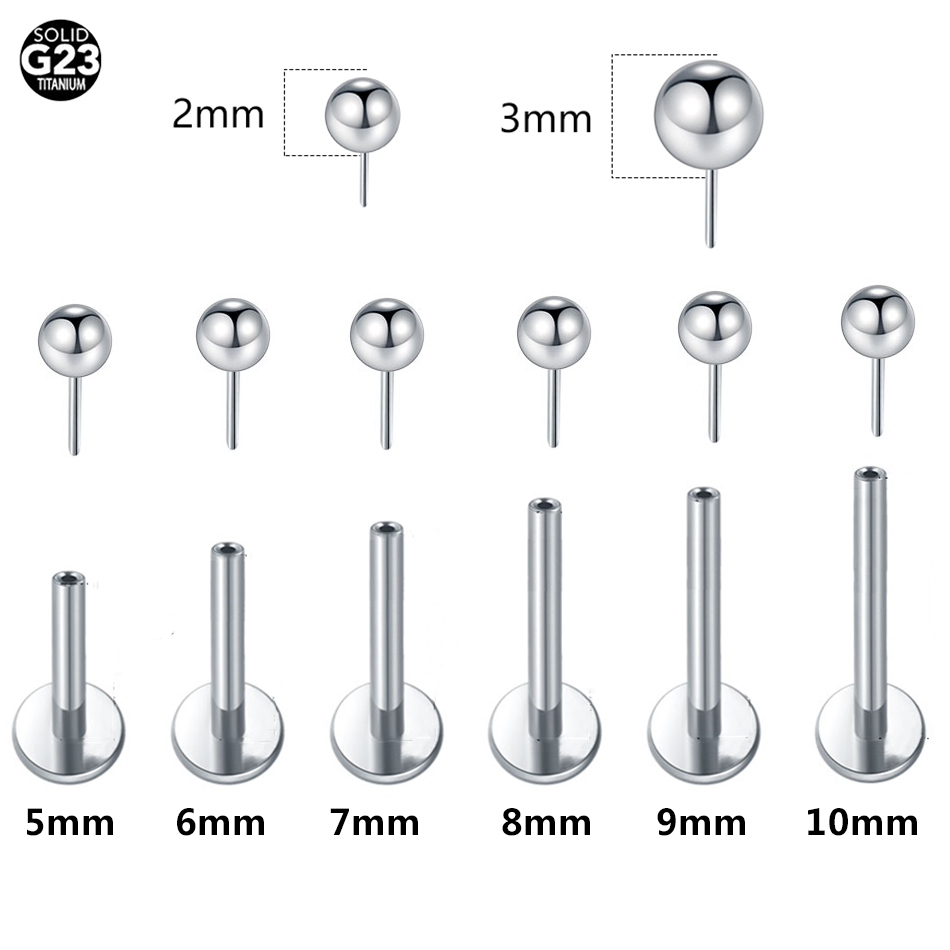 Flat Back Labret Stud - 1/10szt Tytanowe kulki wciskane Labret Piercing