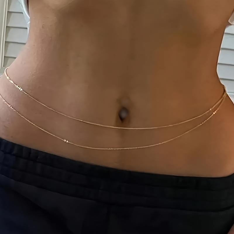 Body Jewellery - Dwustronny złoty metalowy łańcuszek do talii