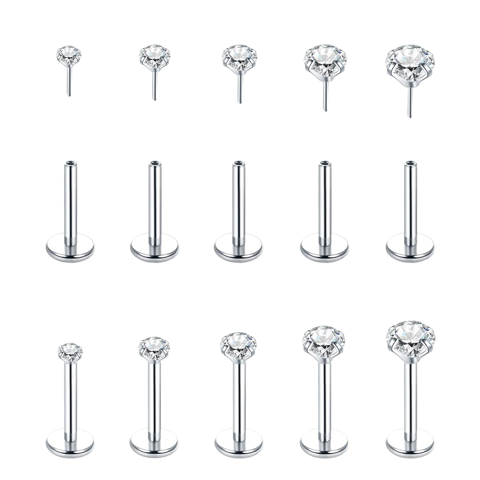 Flat Back Labret Stud - 5 szt. Kolczyki ze stali nierdzewnej