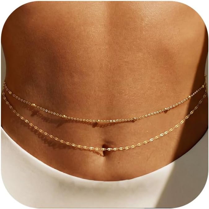 Body Jewelry Gold Plated - Pozłacany 14-karatowym złotem łańcuszek na talię