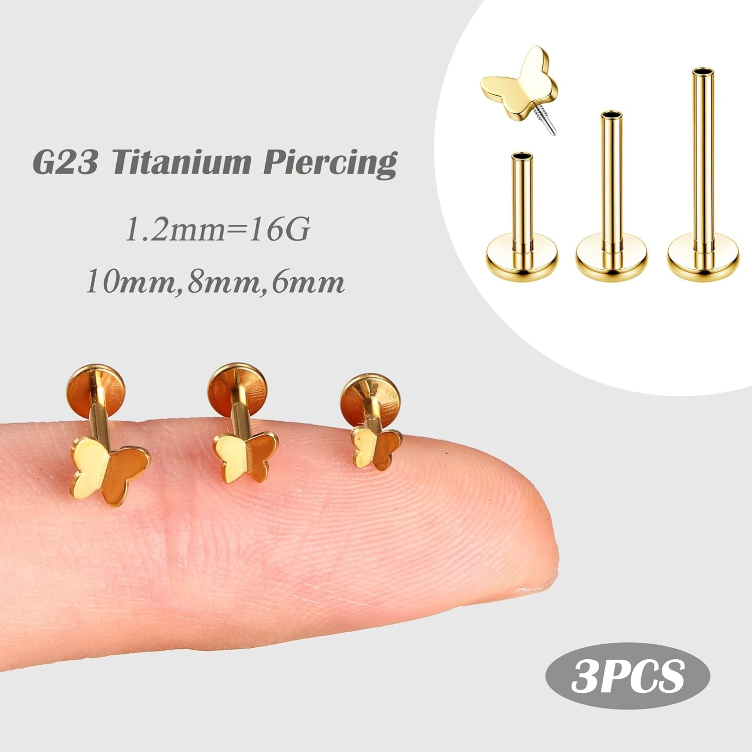Bobisty 3 SZT. Kolczyki Helix  – Flat Back Labret Stud recenzja i cena
