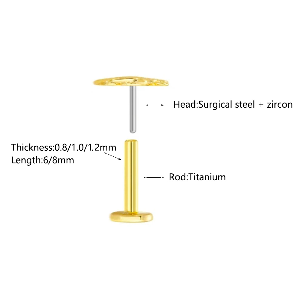 ASTM F136 G23 Tytanowy kwiat B – Flat Back Labret Stud recenzja i cena