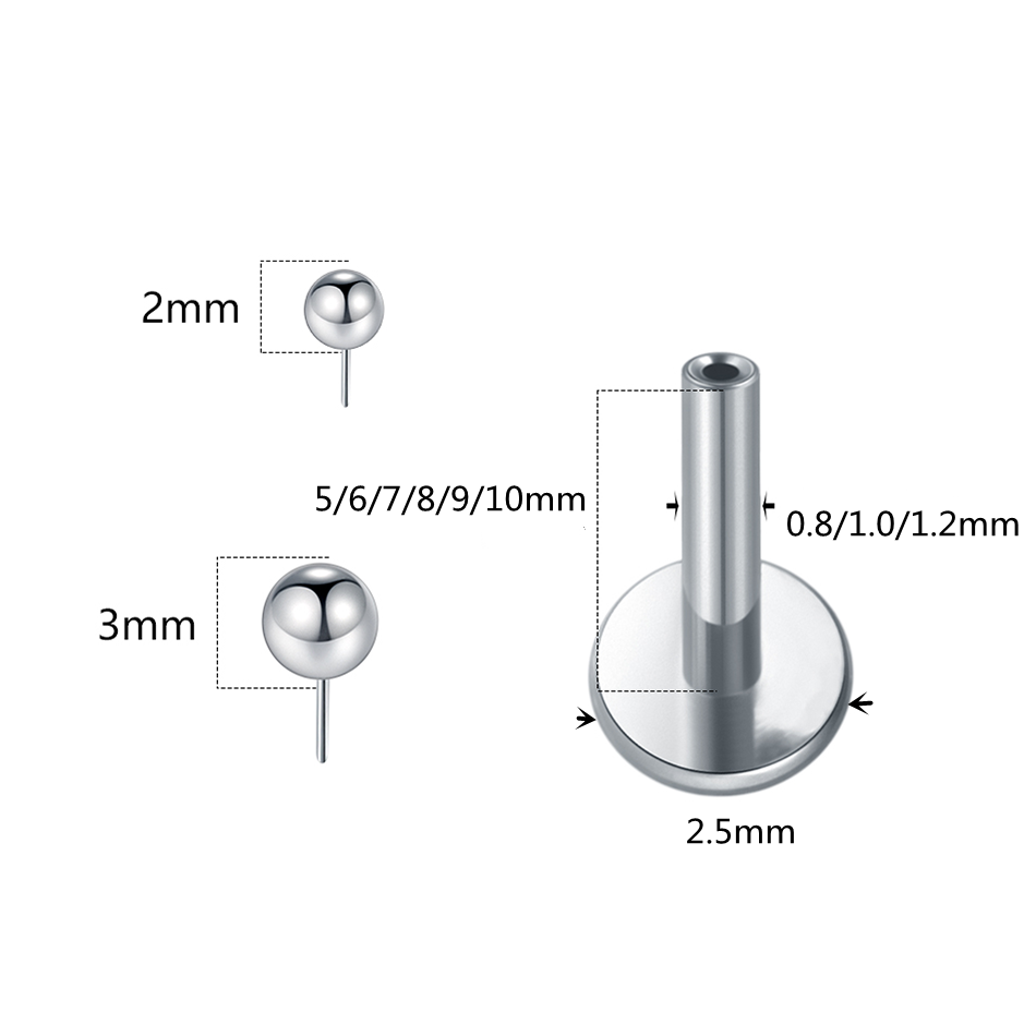 1/10szt Tytanowe kulki wciskan – Flat Back Labret Stud recenzja i cena