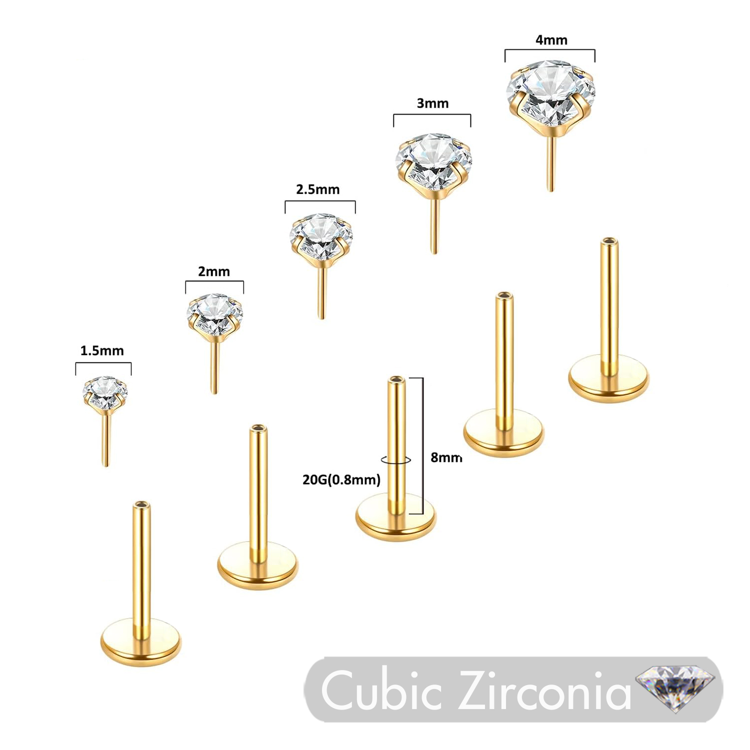 5 szt. Kolczyki ze stali nierd – Flat Back Labret Stud recenzja i cena